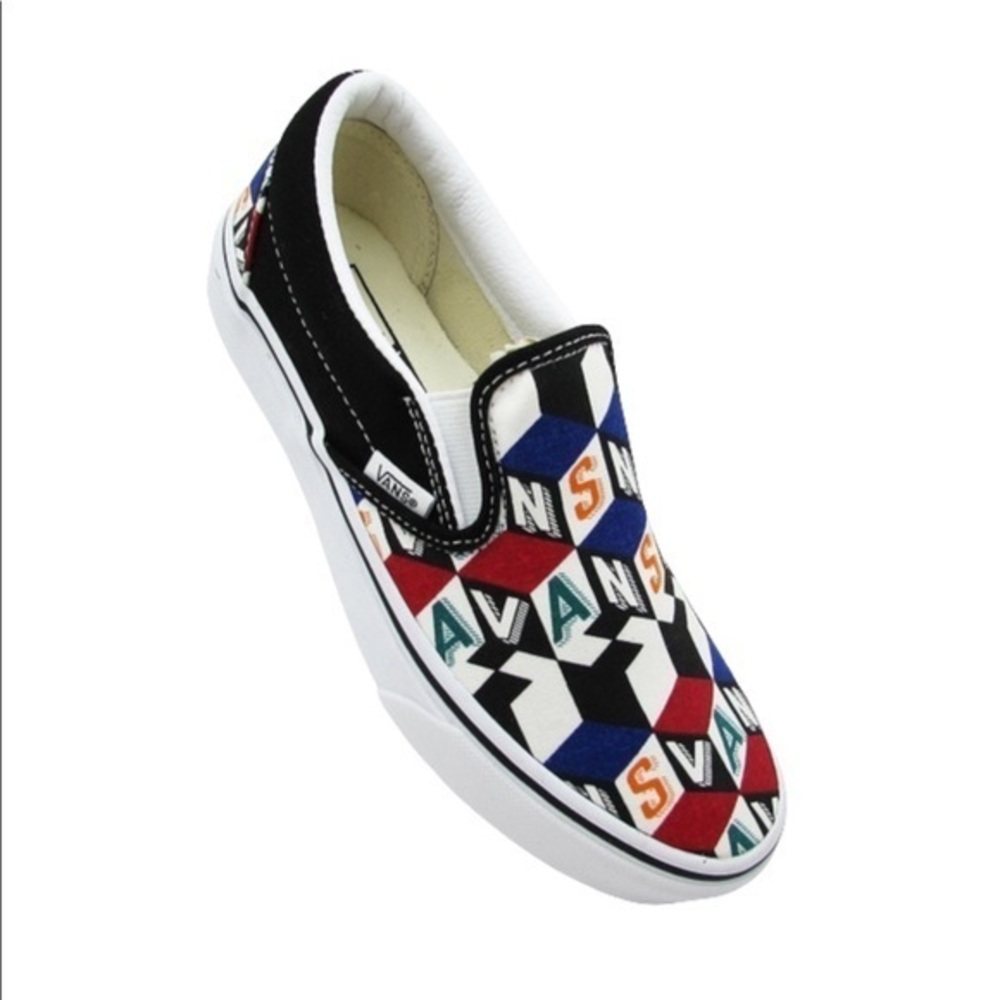 Vans checkerboard abstract cube Graphic logo classic slipon low sneakers limited